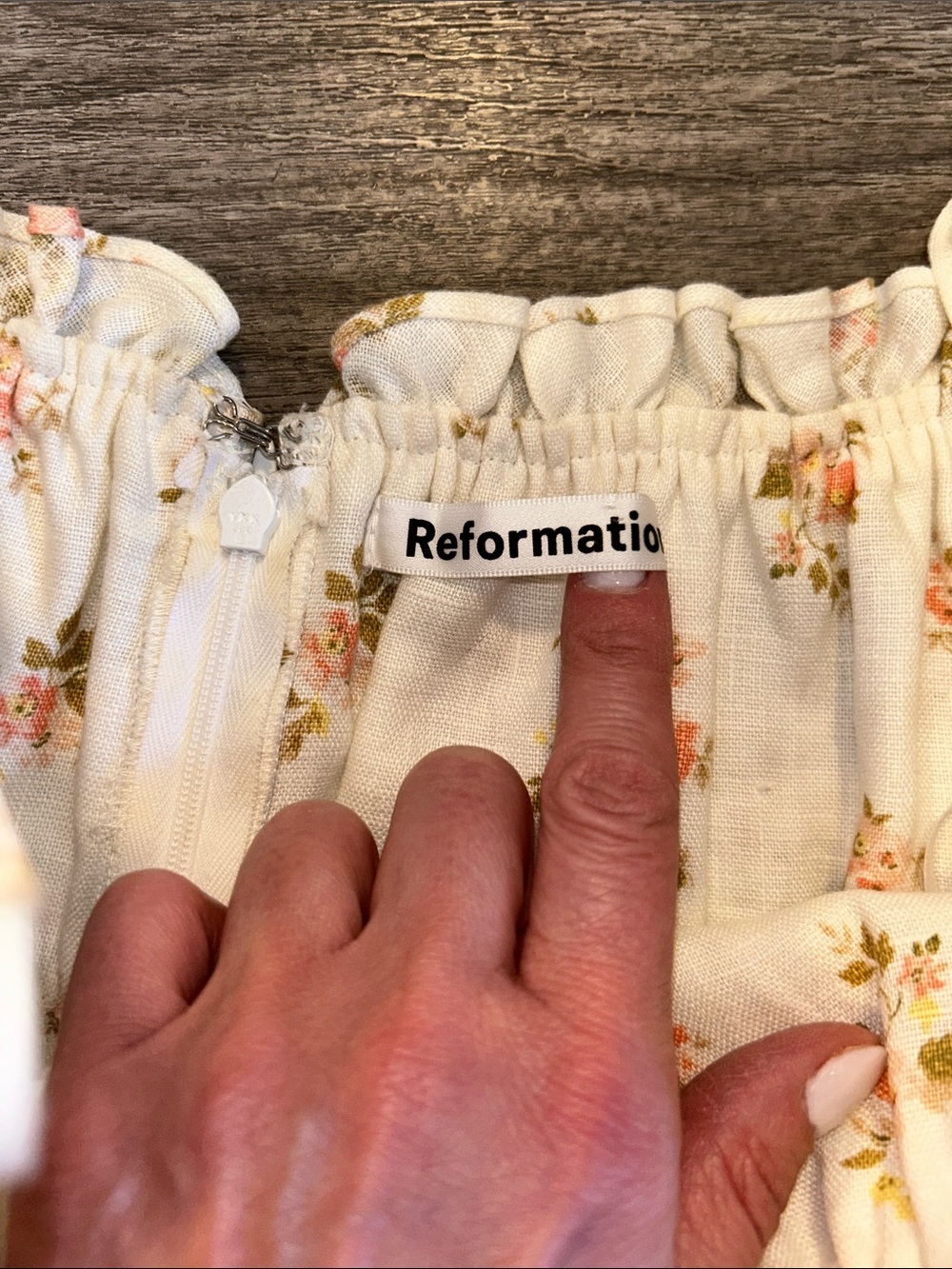 Reformation Linen Floral Mini Dress Puff Sleeve Cottagecore Prairie Size 0 - Picture 3 of 9